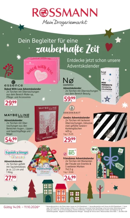 Rossmann Weihnachten Prospekt 2026 Rossmann Weihnachten Prospekt ab 05.10.2026 Seite 1 mit Adventskalendern von essence, Nø, Maybelline & Ankerkraut