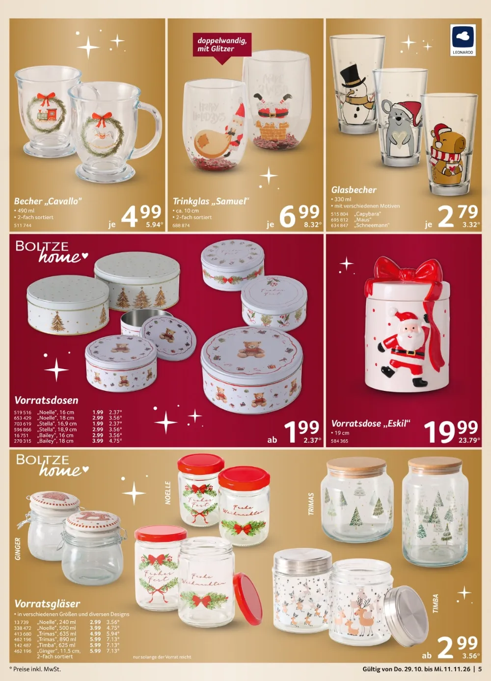 Selgros Prospekt Seite 5 mit Becher, Trinkglas, Glasbecher, Vorratsdosen und Vorratsgläsern