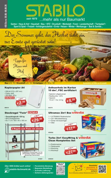 Stabilo Fachmarkt Prospekt KW 35–36 ab 26.08.2026 Stabilo Fachmarkt Prospekt KW 35–36 ab Mittwoch, 26.08.2026