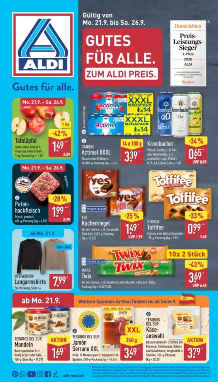 Aldi Nord Angebote im Prospekt ab 21.09.2026 (KW 39) aldi nord angebote ab 21 09 2026 kw39 seite 01