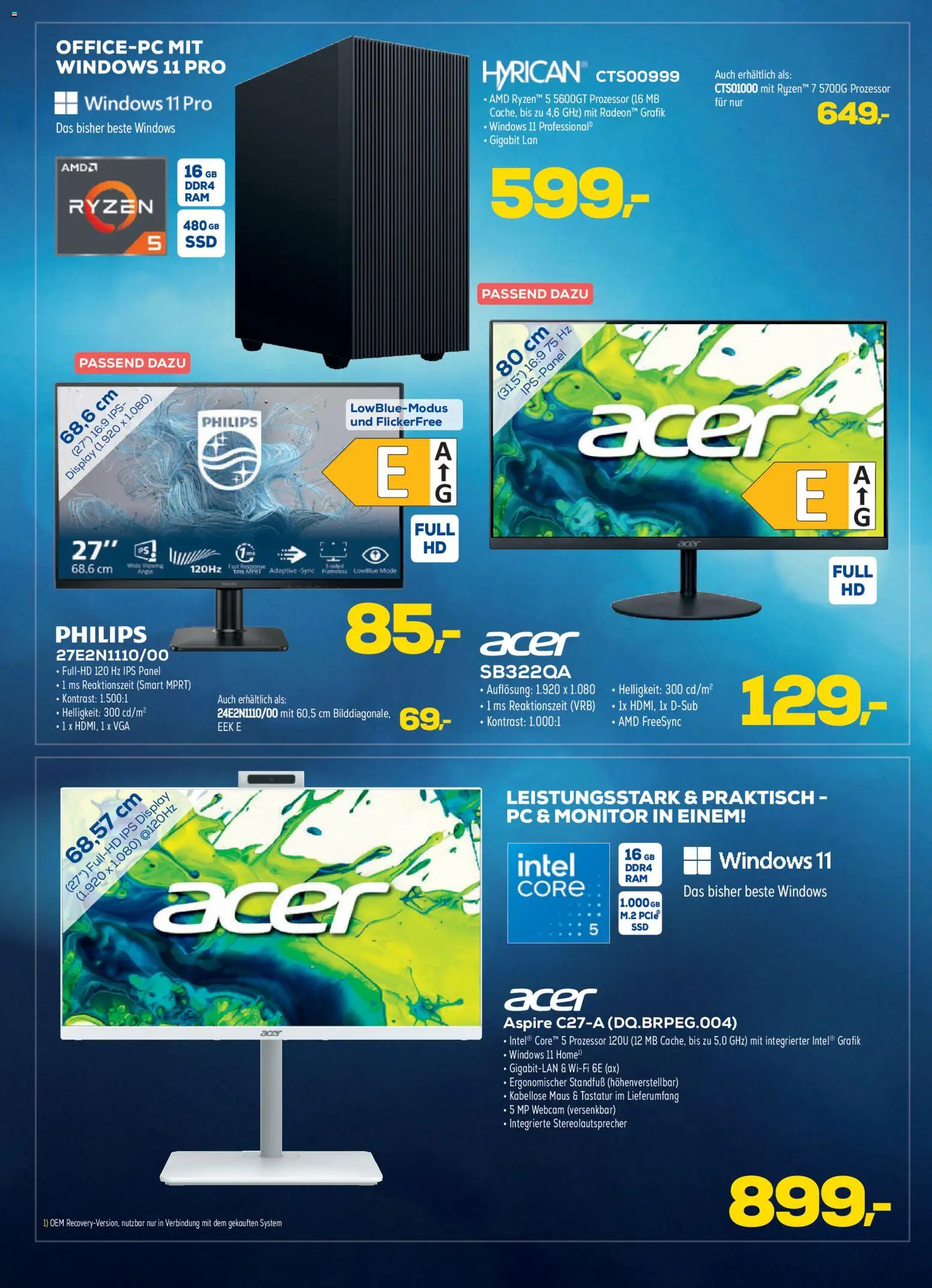Euronics Angebote ab 23.09.2026 Seite 5 mit Angeboten für Hyrican PC, Philips Monitor, Acer Monitor und All-in-One PC.