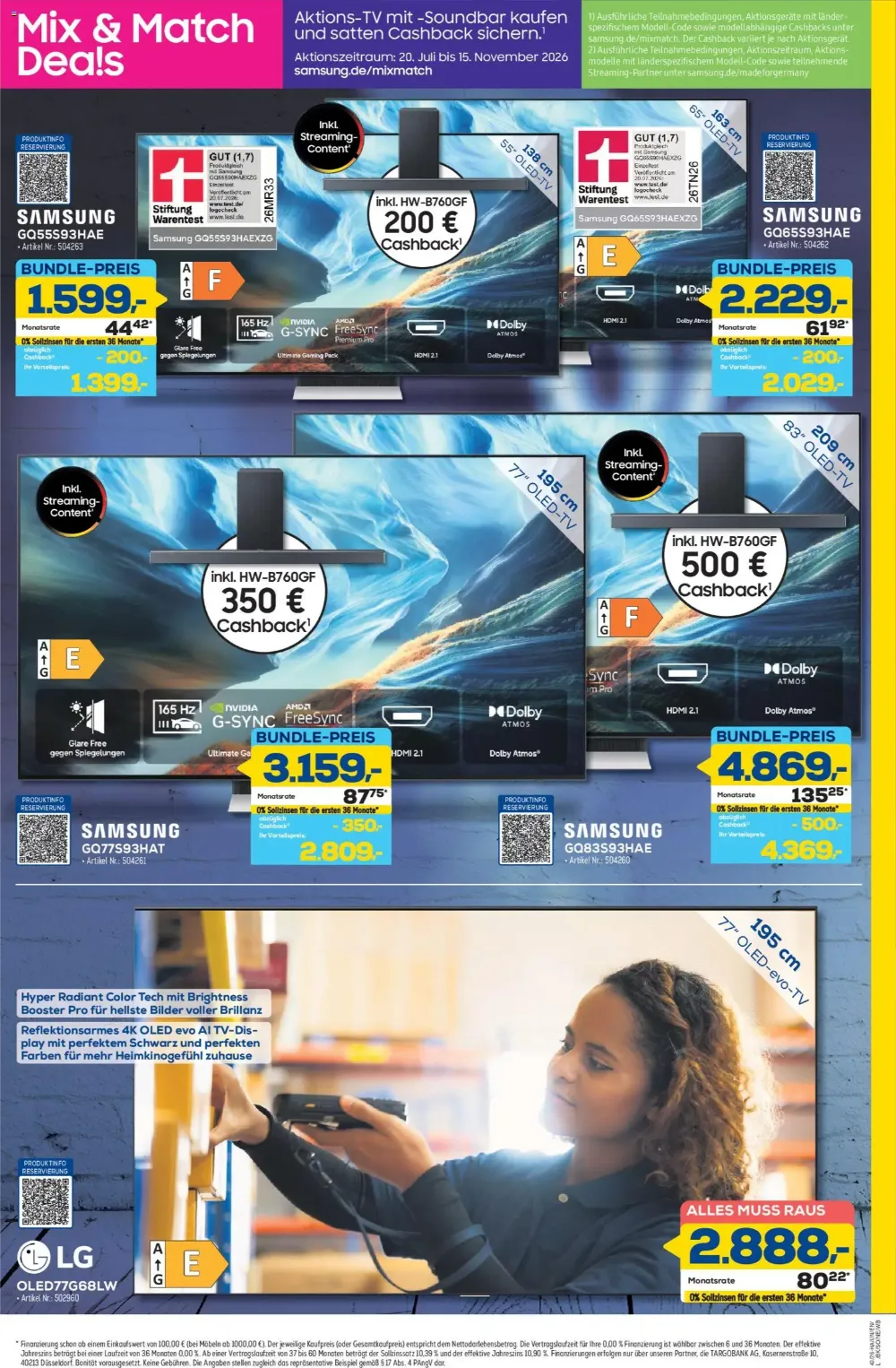 Euronics Berlet Angebote KW 40 Seite 3 mit angeboten für Samsung OLED TV mit Soundbar und LG OLED evo TV.
