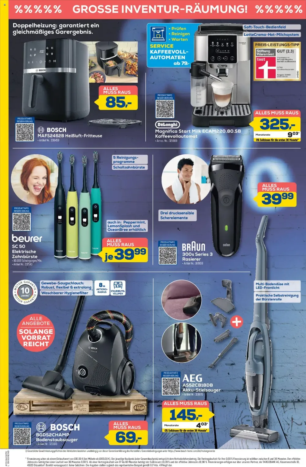Euronics Berlet Angebote KW 40 Seite 4 mit angeboten für Bosch Fritteuse, DeLonghi Kaffeevollautomat und AEG Sauger.