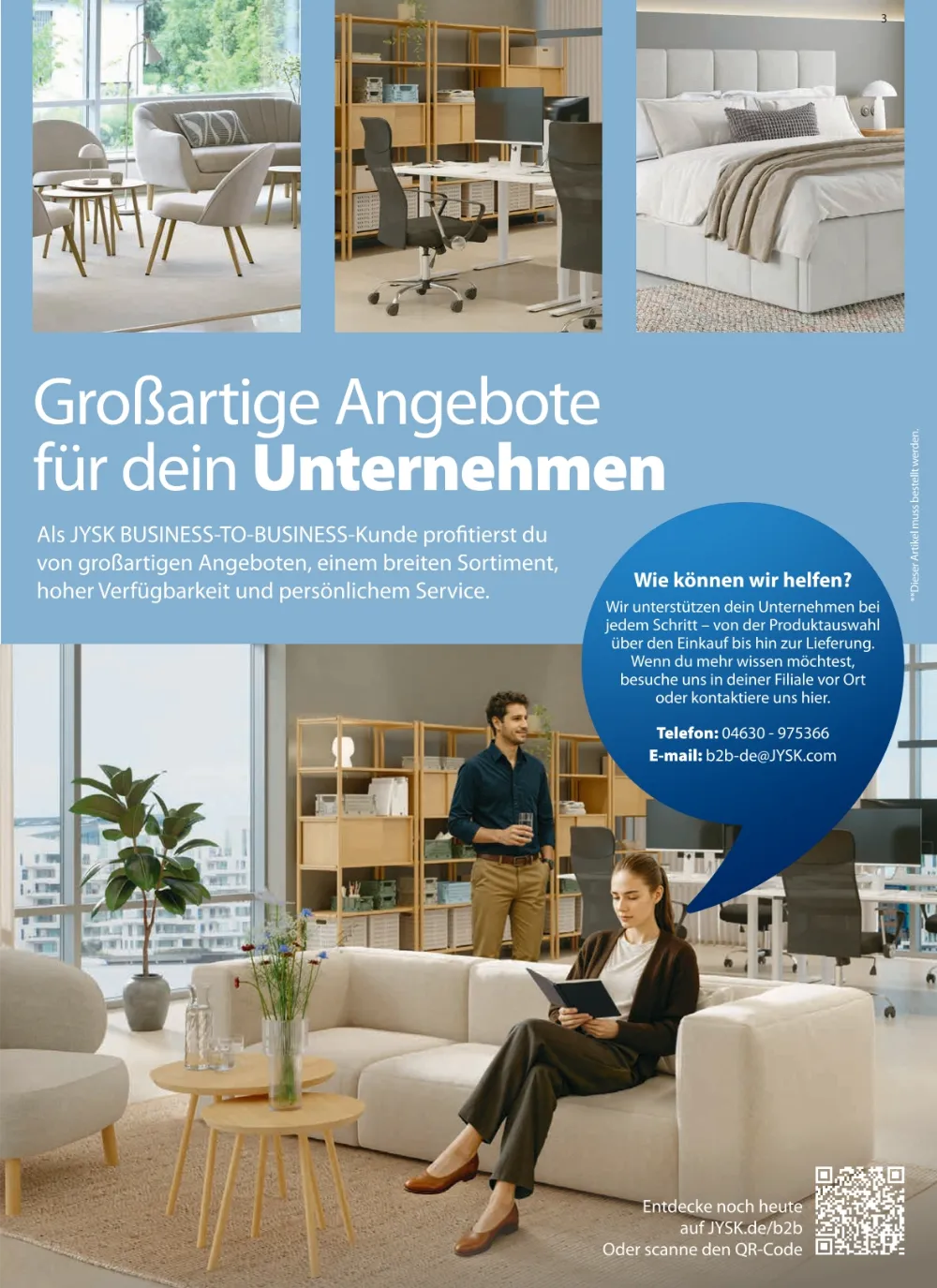 JYSK Prospekt KW 41 Seite 3 mit Büromöbeln, Sofa und Einrichtung für Unternehmen
