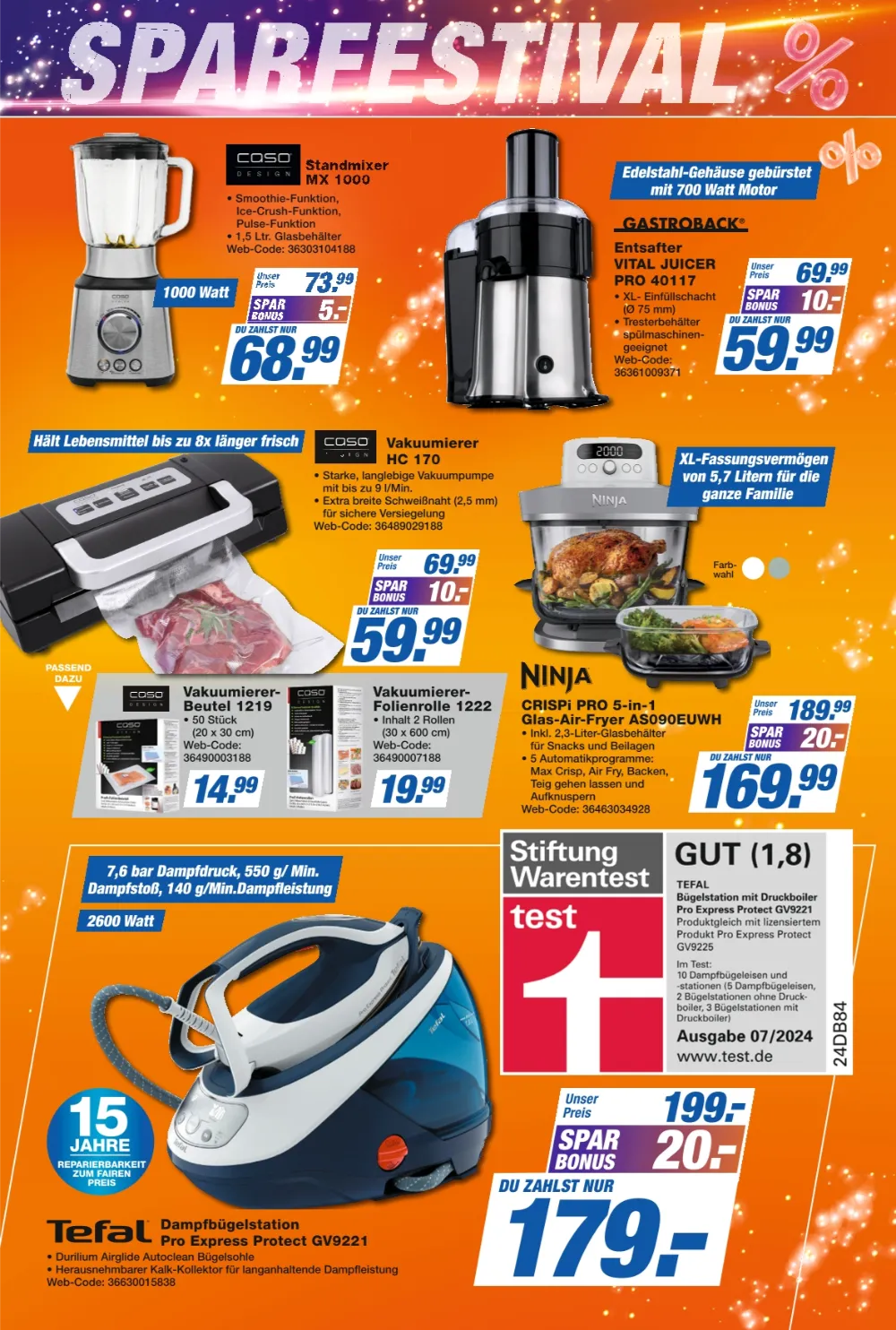 K+B Expert Prospekt KW41 Seite 6 mit Coso Mixer, Gastroback Entsafter, Ninja Air-Fryer & Tefal Bügelstation