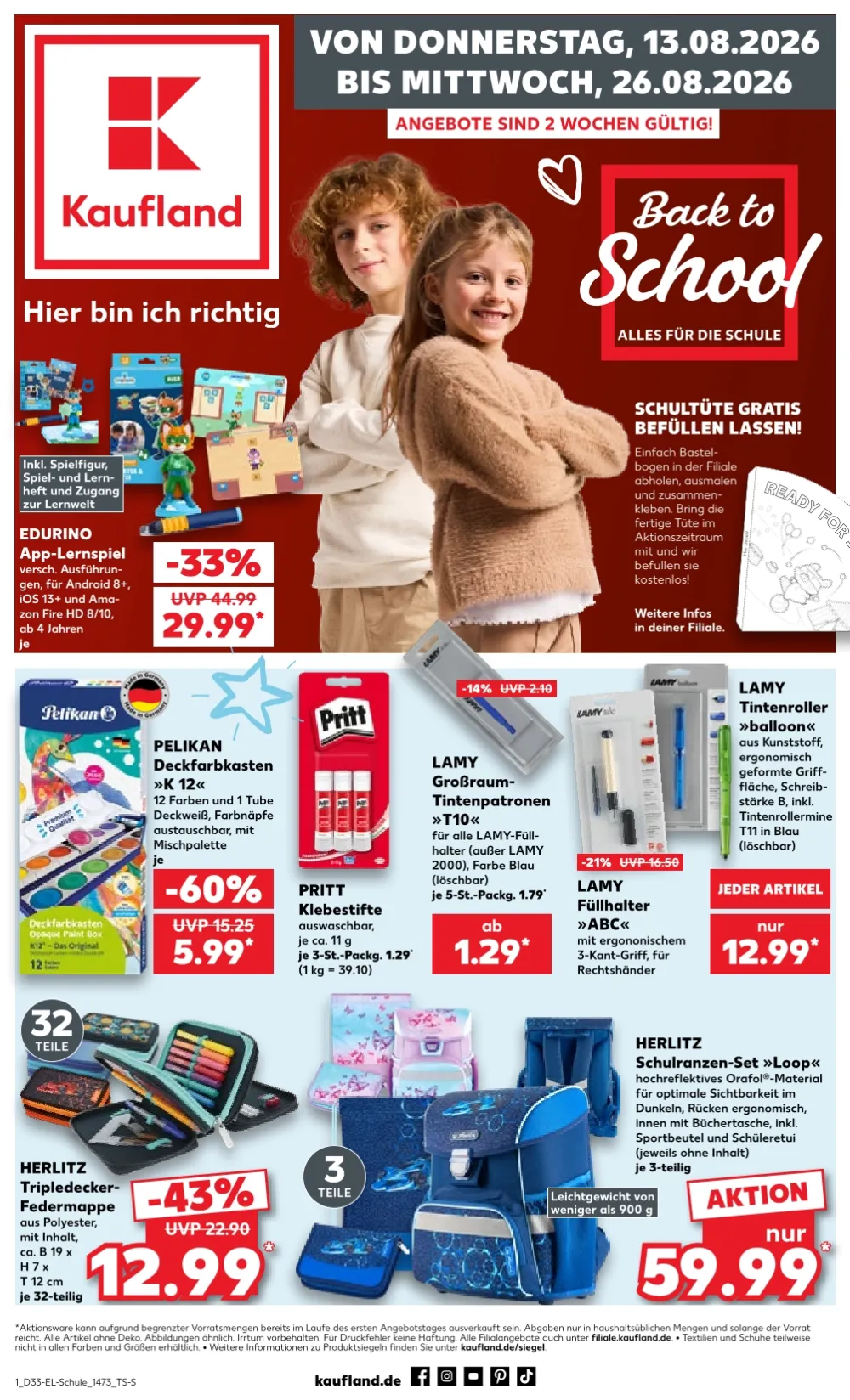 Die neuen Kaufland Schulbedarf-Prospekt ab 13.08.2026