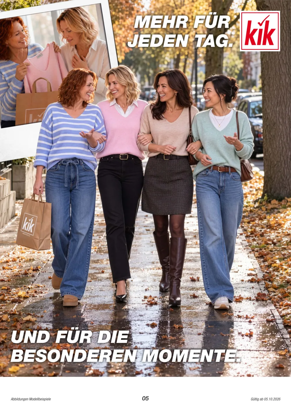 KiK Prospekt KW 41–43 Seite 5 mit Damenmode, Strickpullovern, Jeans & Herbst-Outfits