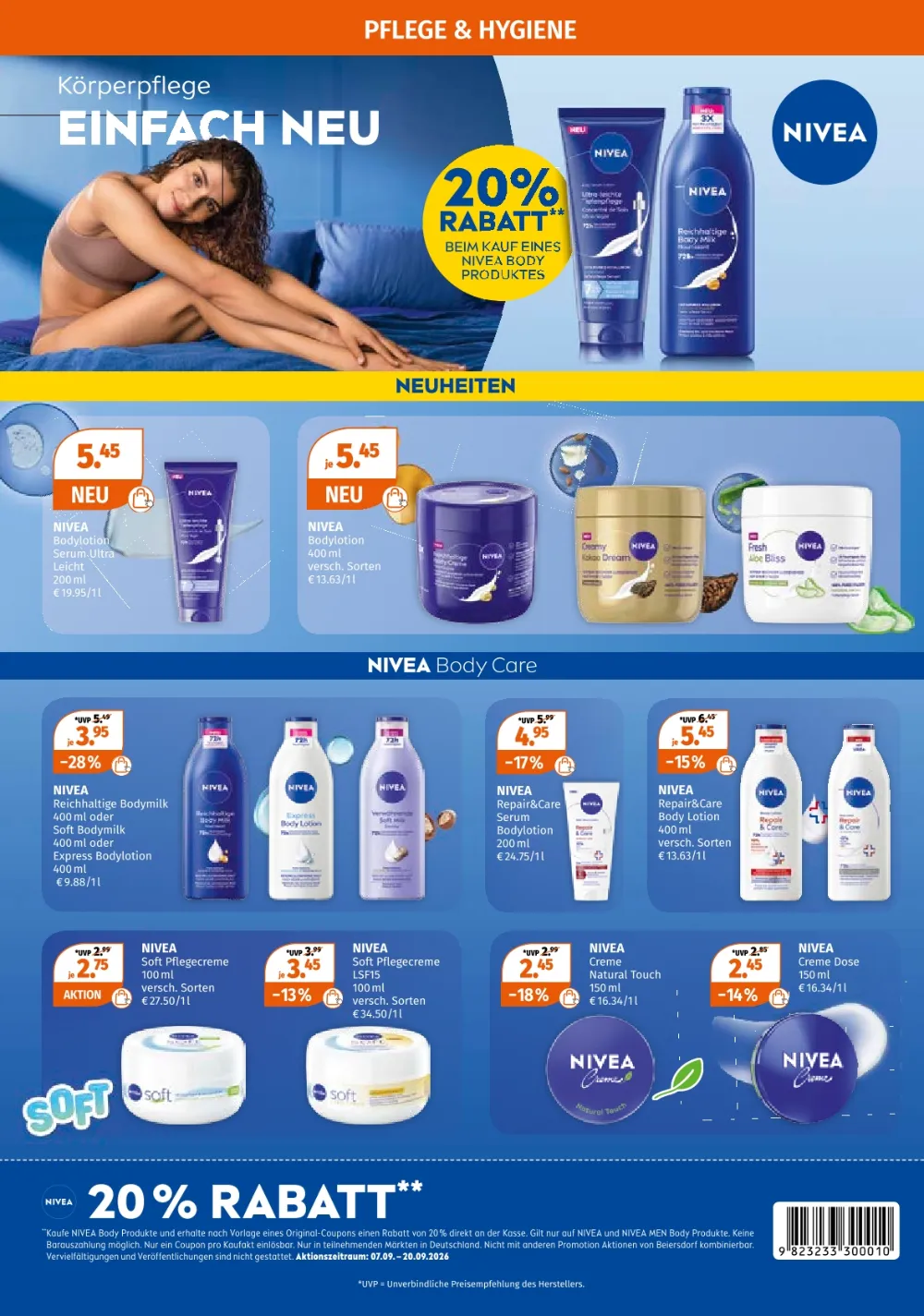 Müller Prospekt KW 37 Seite 2 mit Nivea Bodylotion, Reichhaltige Bodymilk, Repair & Care und Nivea Soft