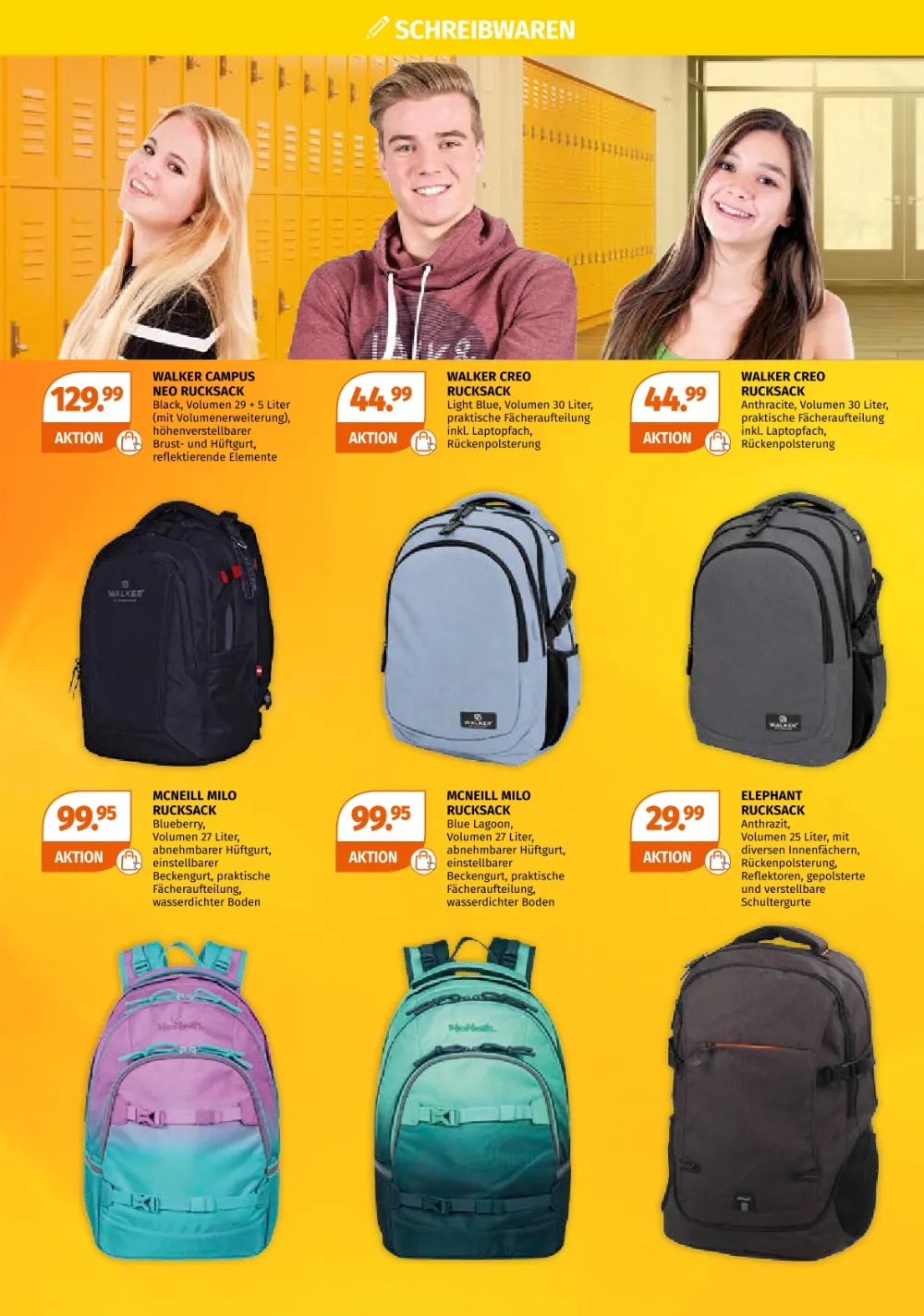 Müller Angebote KW 42 Seite 2 mit Angeboten für Walker Campus, Walker Creo, McNeill Milo und Elephant.
