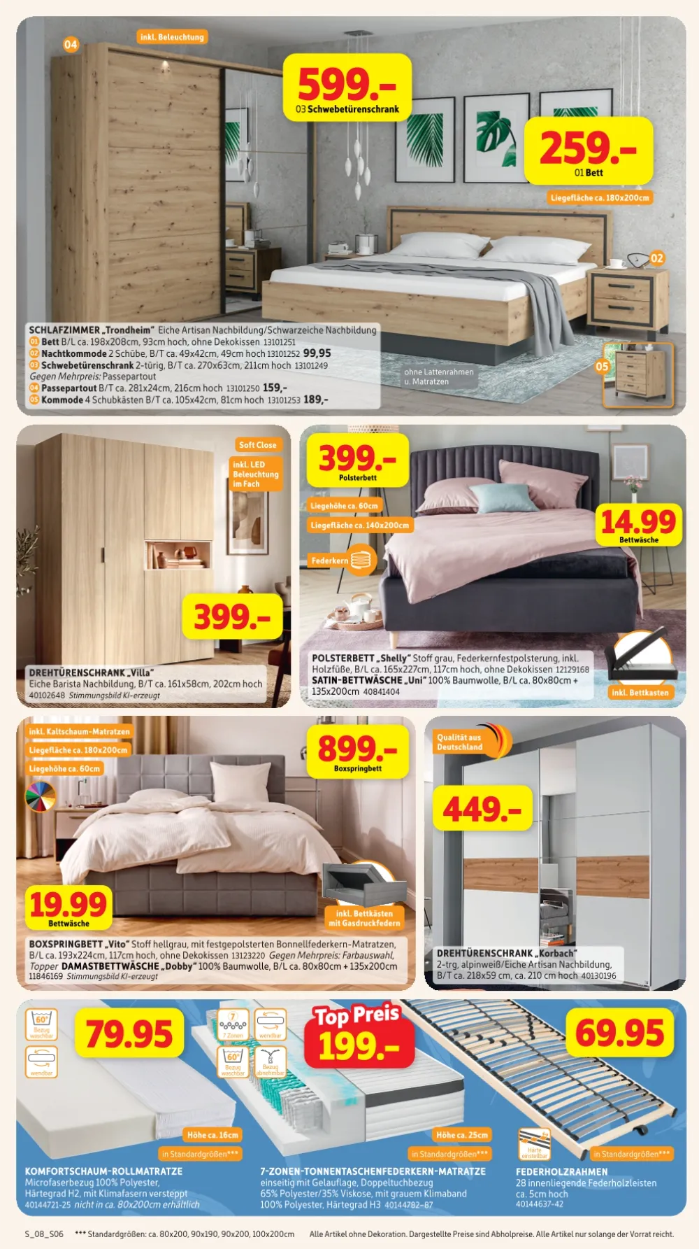 Sconto Prospekt ab 16.09.2026 Seite 6 mit Schwebetürenschrank, Bett, Polsterbett, Boxspringbett und Matratze.