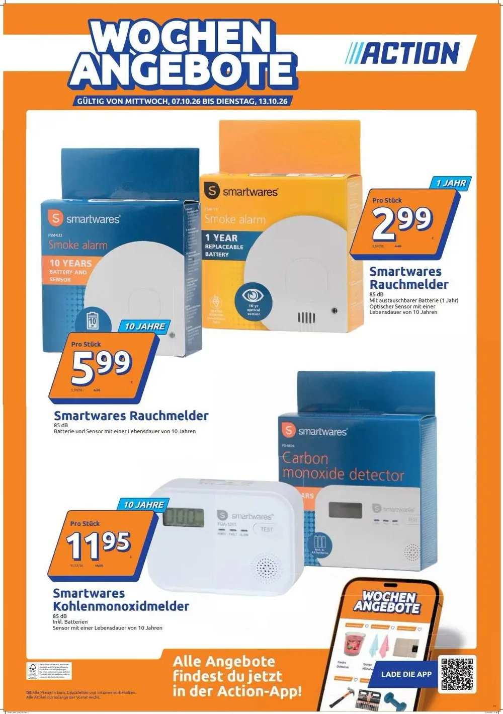 Action Prospekt KW 41 Seite 3 mit Smartwares Rauchmelder und Kohlenmonoxidmelder