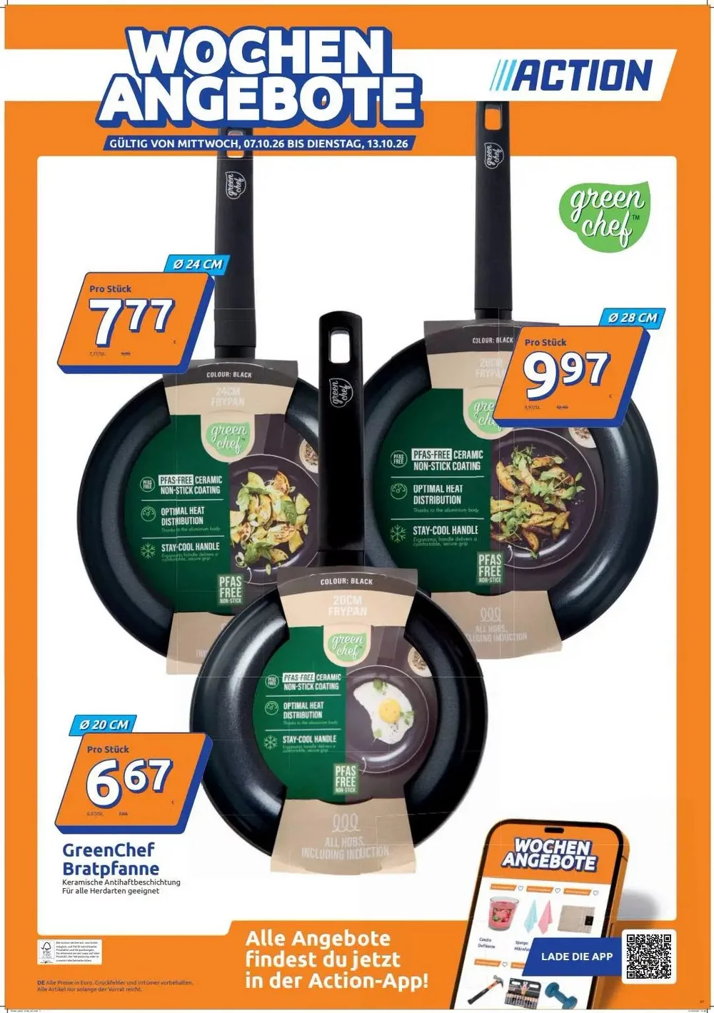 Action Prospekt KW 41 Seite 7 mit GreenChef Bratpfanne in verschiedenen Größen