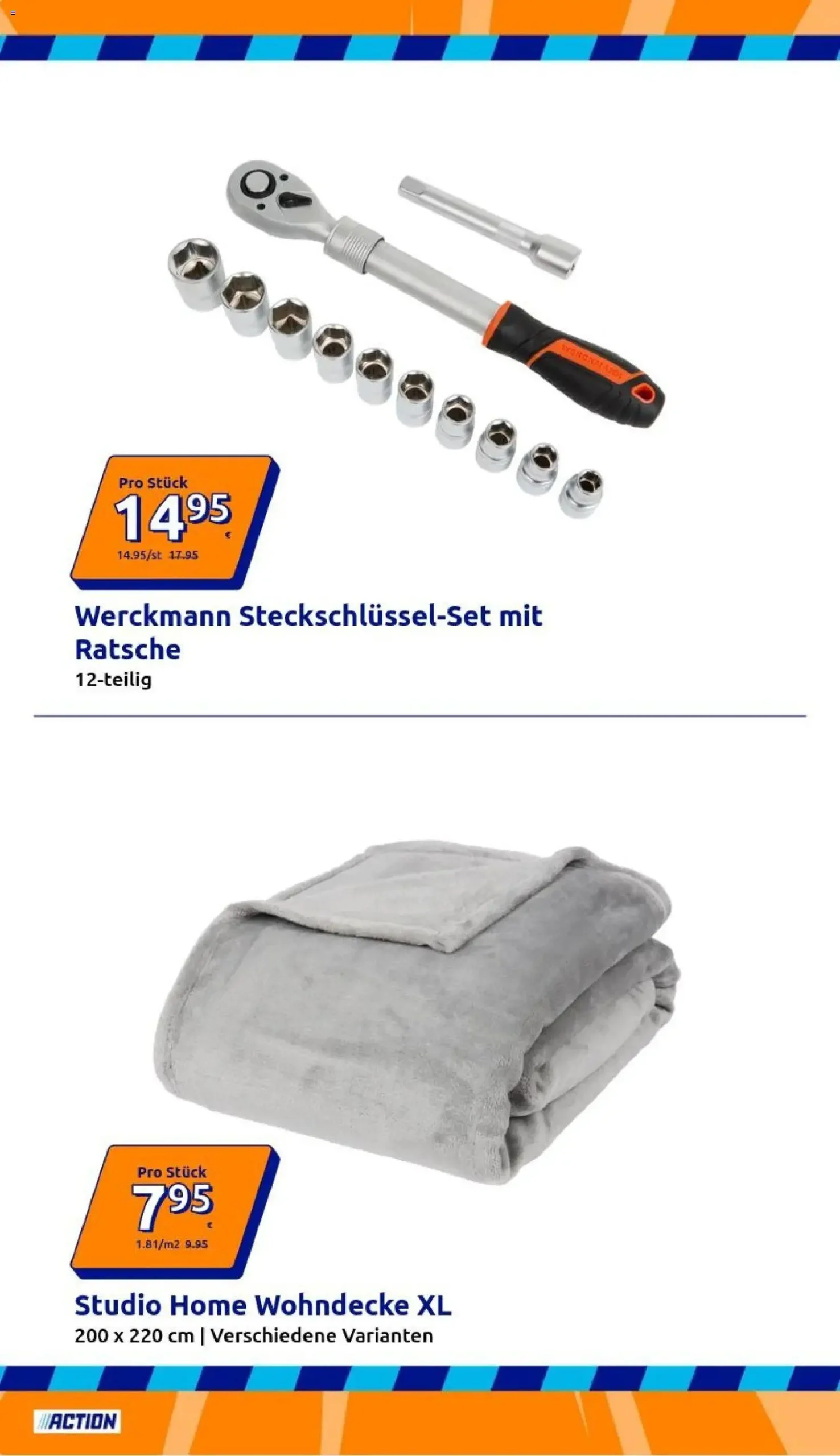 Action Prospekt KW 39 Seite 6 mit Werckmann Steckschlüssel-Set und Studio Home Wohndecke XL.