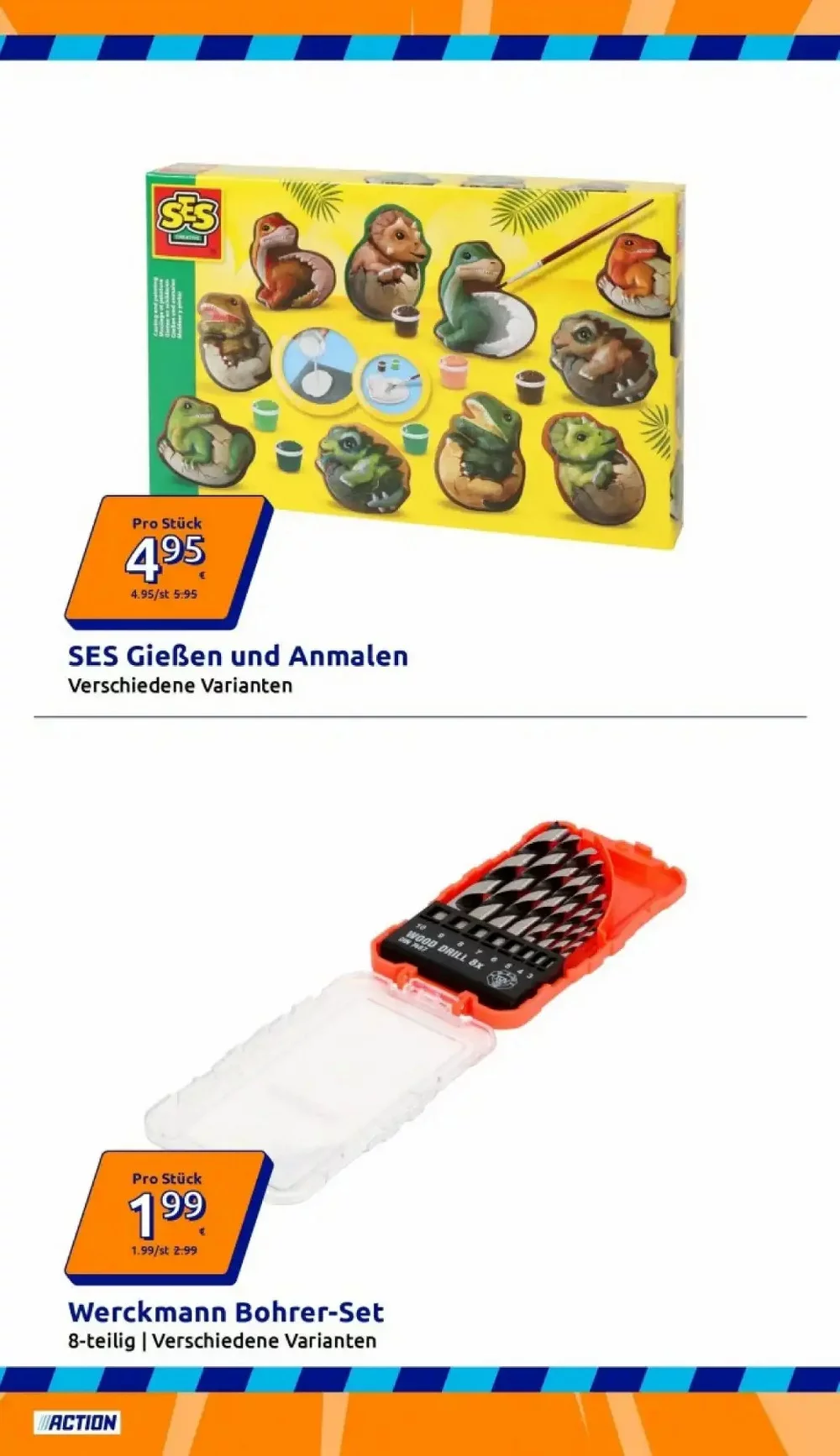 Action Prospekt KW40 Seite 6 mit SES Gießen und Anmalen sowie Werckmann Bohrer-Set.