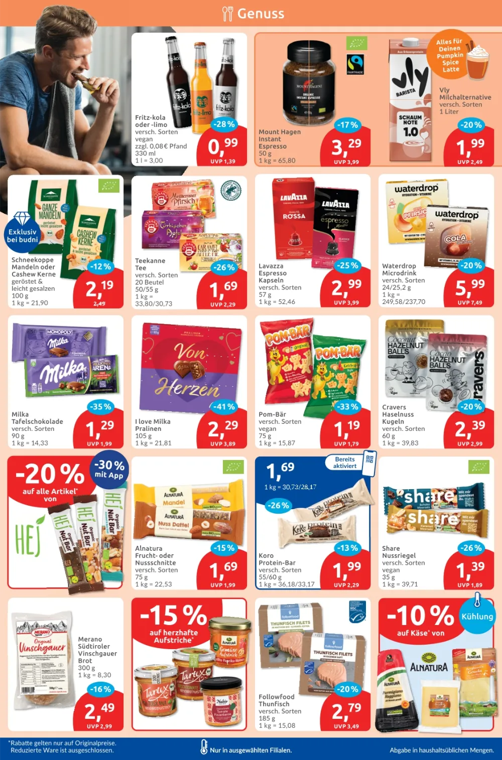 Budni Prospekt KW 42 Seite 6 mit Fritz-kola, Schneekoppe, Teekanne Tee, Lavazza, Milka, Pom-Bär & Alnatura   