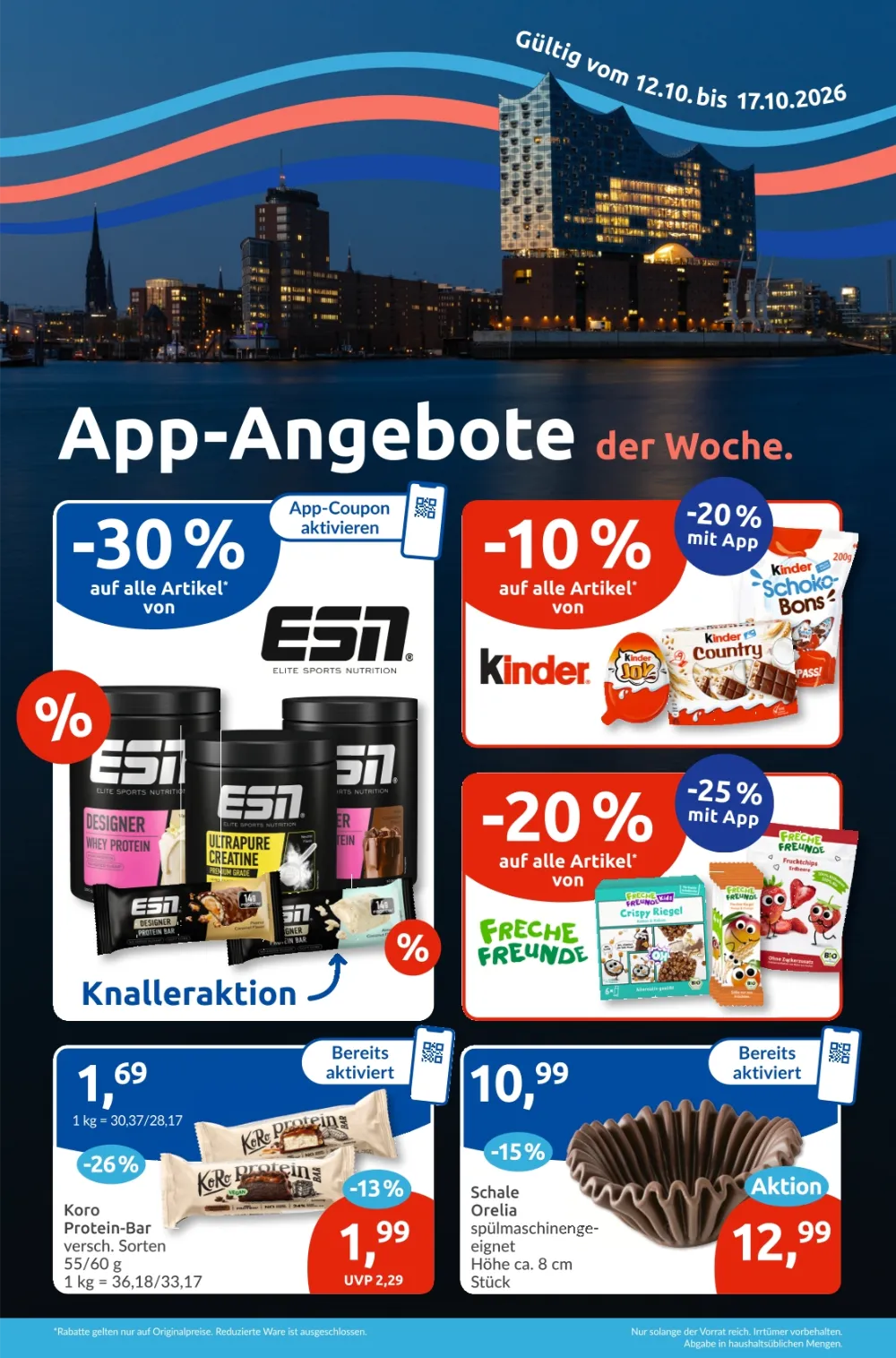 Budni Prospekt KW 42 Seite 9 mit ESN Protein, Kinder Schoko-Bons, Freche Freunde & Koro Protein-Bar