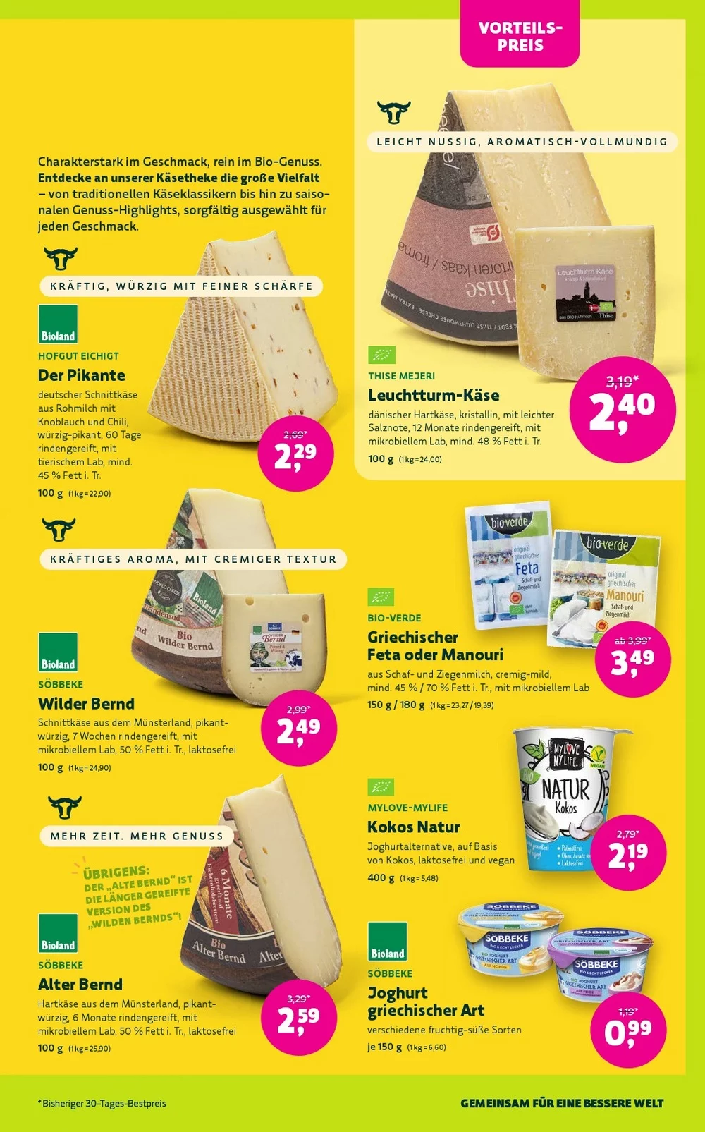 Denns BioMarkt Prospekt KW 43 Seite 7 mit Hofgut Eichigt Der Pikante, Thise Mejeri, Söbbeke Wilder Bernd & Bio-Verde