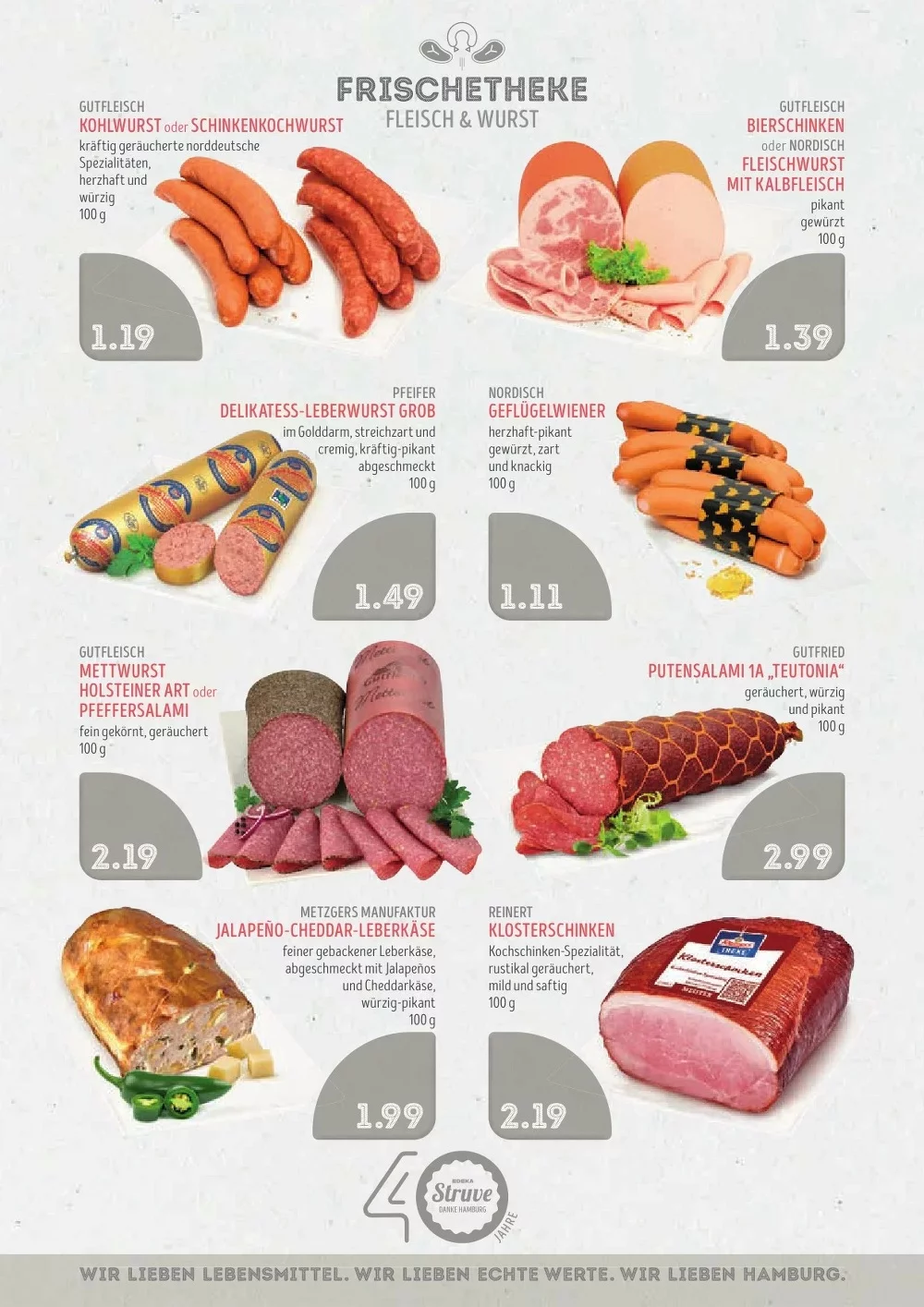 Edeka Struve Prospekt KW 42 Seite 5 mit Kohlwurst, Bierschinken, Leberwurst, Geflügelwiener, Mettwurst & Klosterschinken