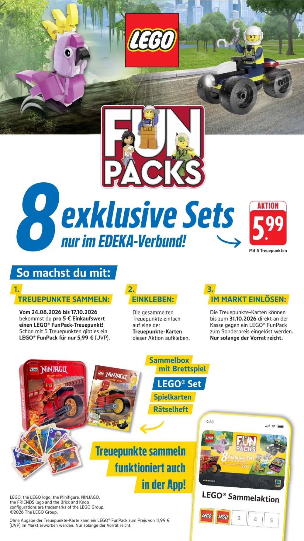 Edeka Südwest Prospekt KW 42 Seite 3 mit Lego Fun Packs Treueaktion, Sammelbox, Brettspiel & App-Vorteilen