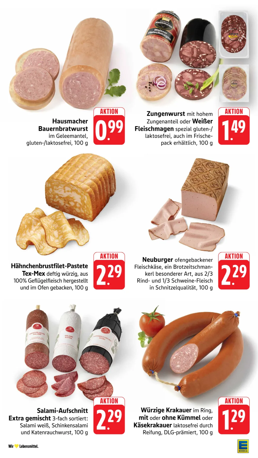 Edeka Südwest Prospekt KW 42 Seite 6 mit Bauernbratwurst, Zungenwurst, Fleischkäse, Salami-Aufschnitt & Krakauer