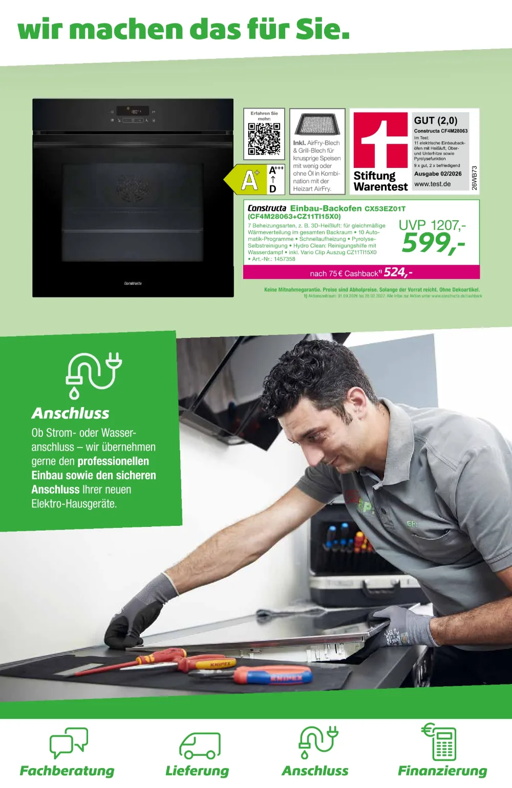 EP Angebote KW40 Seite 6 mit Angeboten für Constructa Einbau-Backofen sowie Einbau- und Anschlussservice.