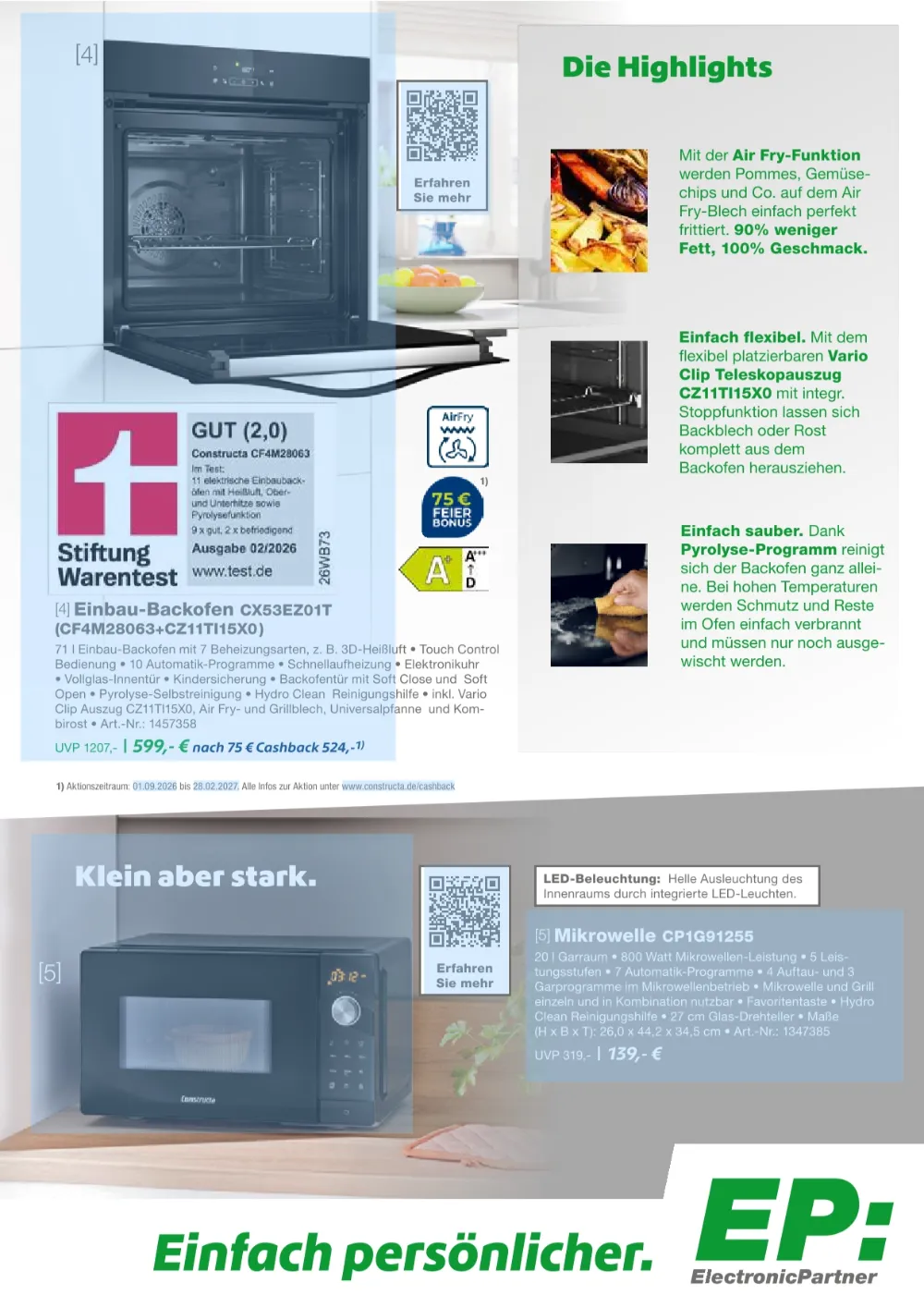 EP:Magazin Prospekt KW 42-43 Seite 7 mit Constructa Einbau-Backofen CX53EZ01T & Mikrowelle CP1G91255