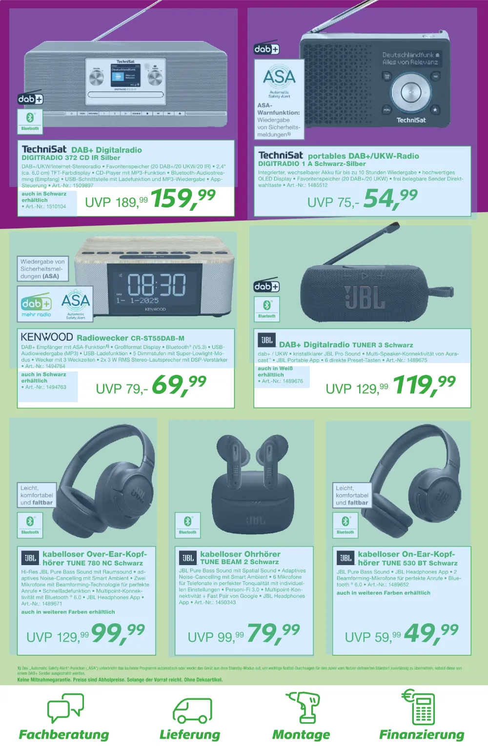 ElectronicPartner Prospekt KW40/41 Seite 4 mit TechniSat Digitalradio, Kenwood Radiowecker und JBL Kopfhörer.