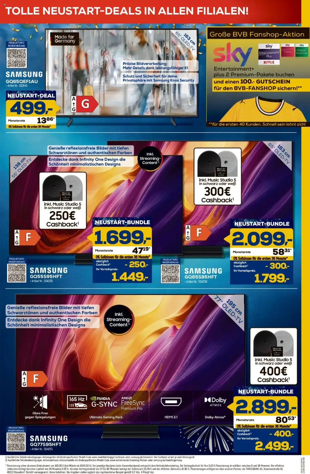 Euronics Berlet Prospekt KW 42 Seite 4 mit Samsung GQ65QEF1AU & Samsung OLED TV Bundles