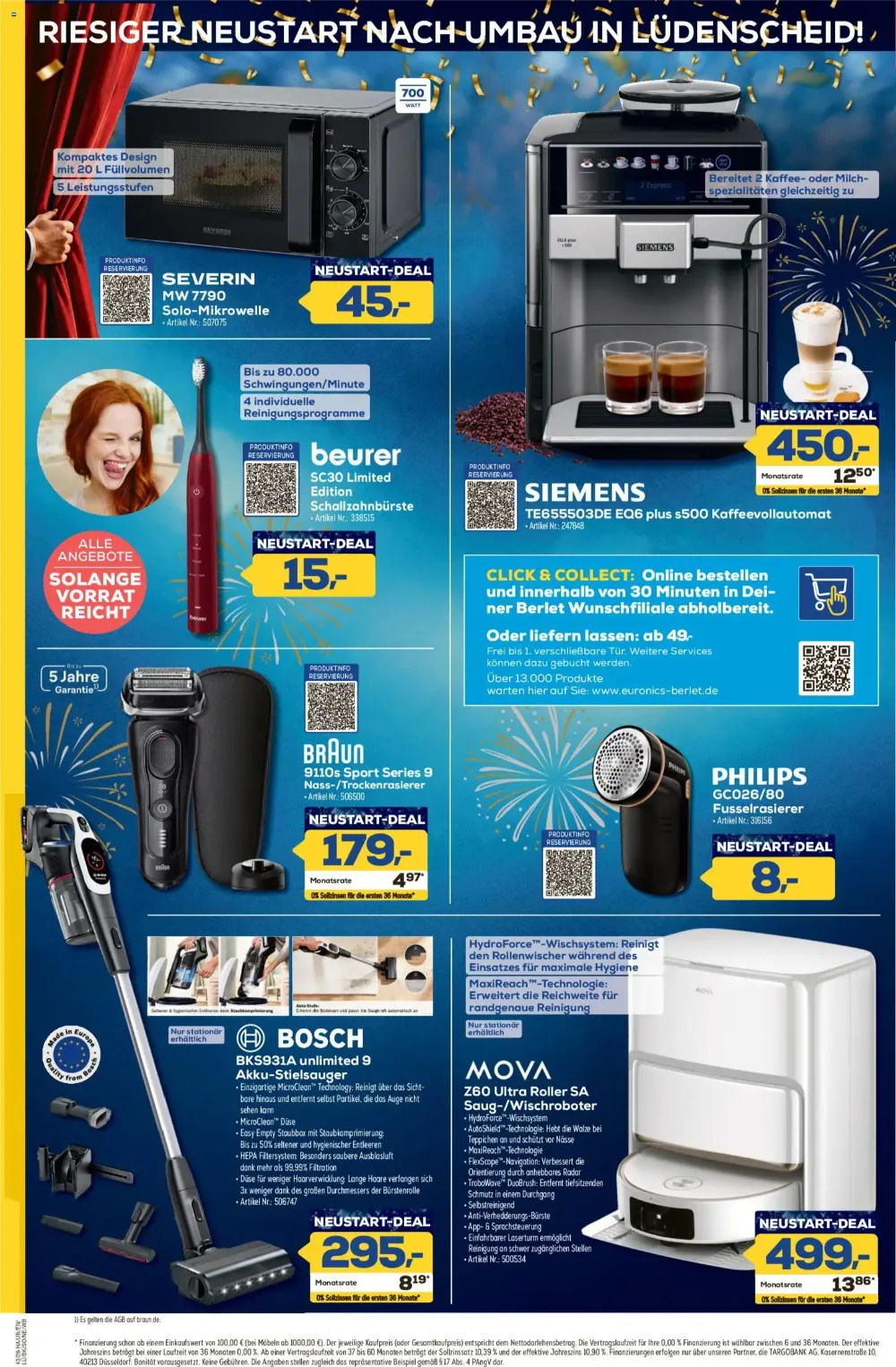 Euronics Berlet Prospekt KW 42 Seite 5 mit Severin MW 7790, Siemens Kaffeevollautomat & Braun 9110s