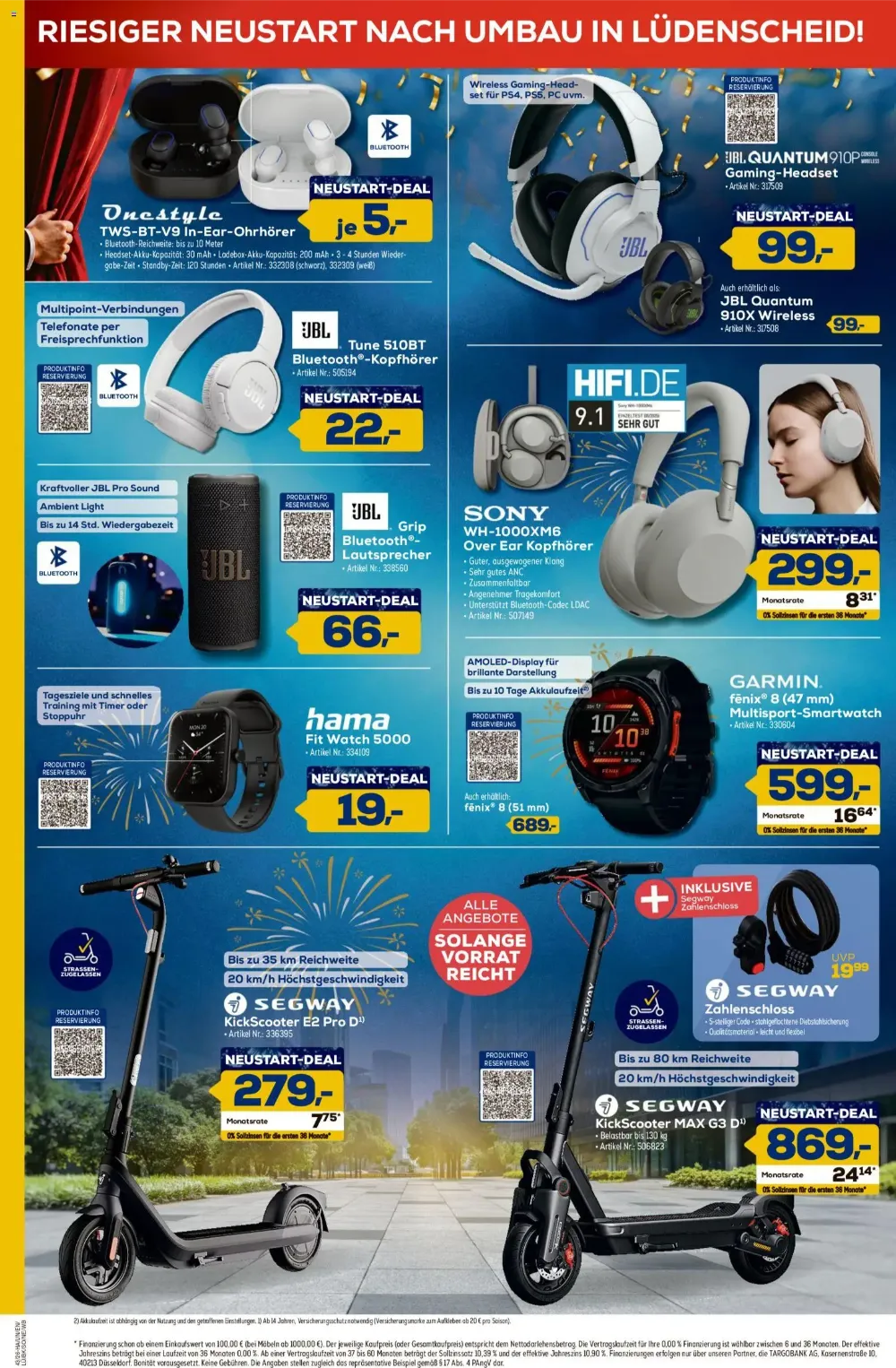 Euronics Berlet Prospekt KW 42 Seite 7 mit Onestyle TWS-BT-V9, JBL Quantum 910P & Sony WH-1000XM6