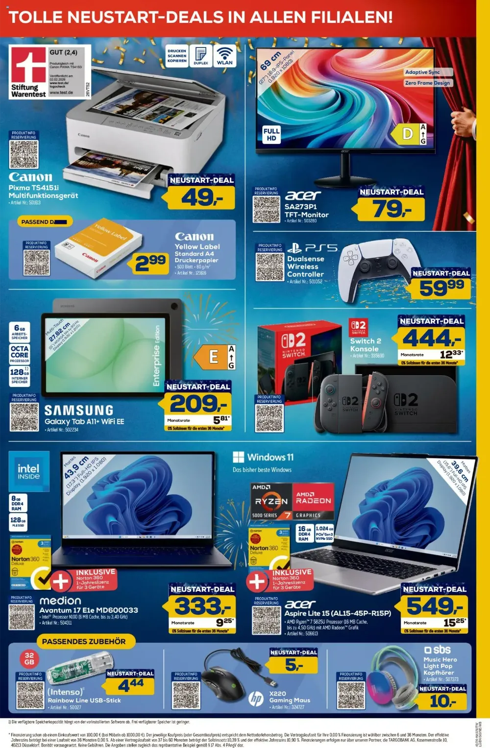 Euronics Berlet Prospekt KW 42 Seite 8 mit Canon Pixma TS4151i, Acer SA273P1 & Nintendo Switch 2 Konsole
