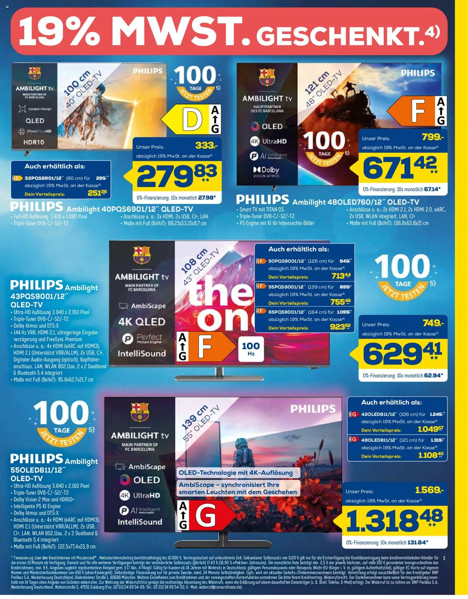 Euronics XXL Angebote KW 41 Seite 3 mit Angeboten für Philips Ambilight QLED-TVs & Ambilight OLED-Fernseher
