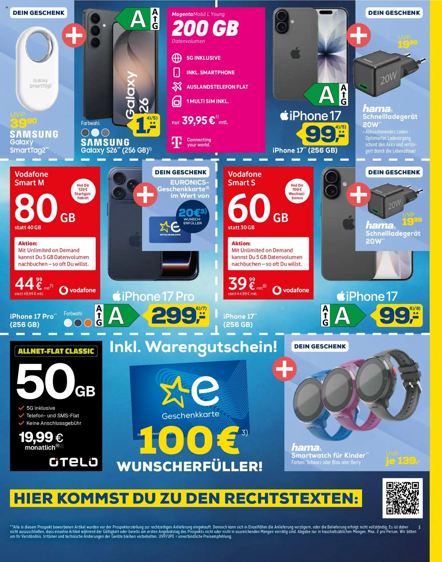 Euronics XXL Angebote KW 41 Seite 5 mit Angeboten für Samsung Galaxy S26, Apple iPhone 17 Pro & Kinder-Smartwatch