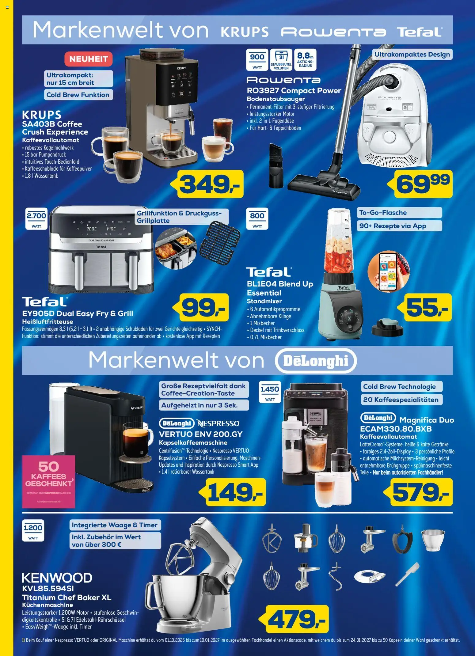 Euronics XXL Prospekt KW 42-43 Seite 4 mit Krups Kaffeevollautomat, Rowenta Staubsauger & Tefal Heißluftfritteuse