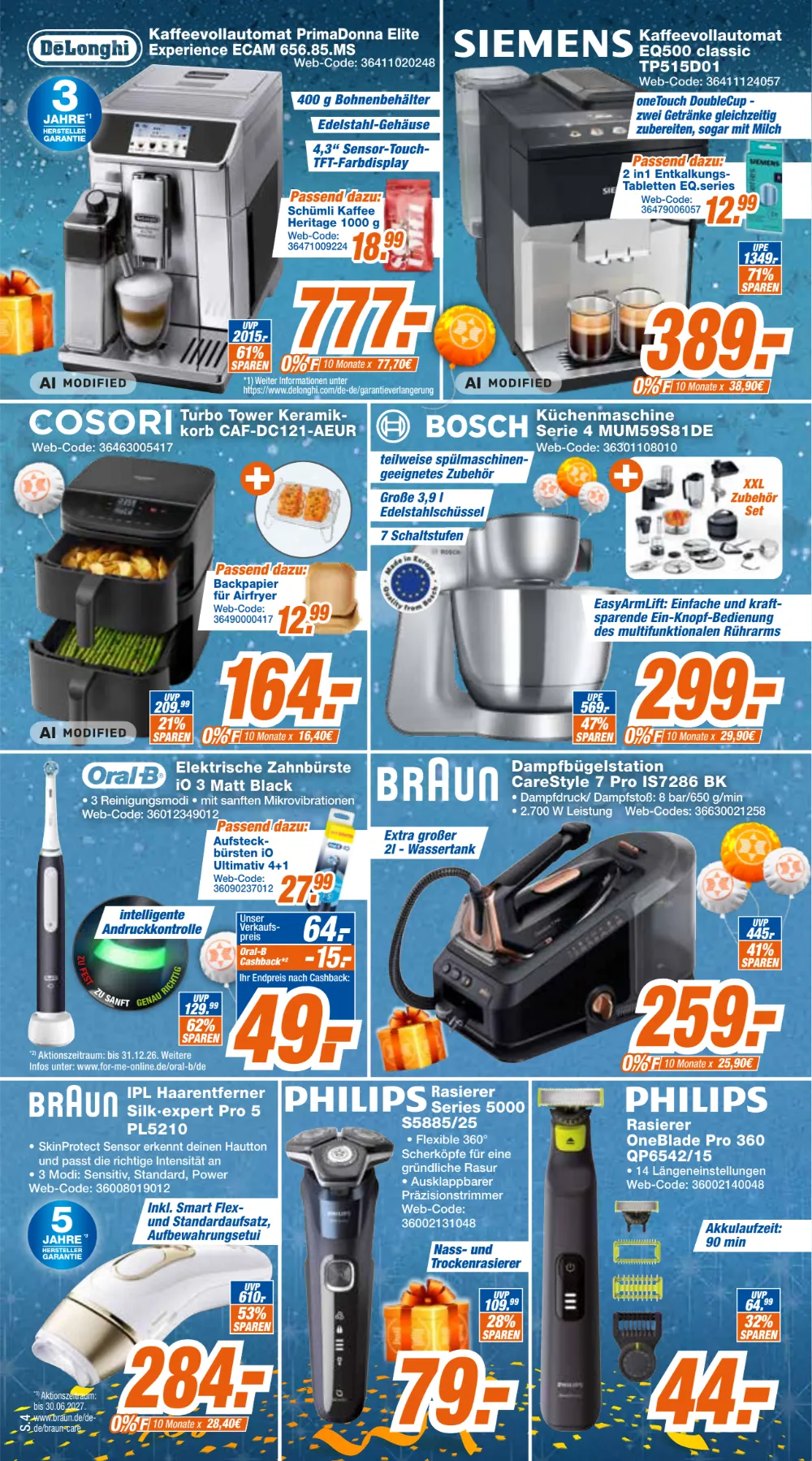 Expert Klein Prospekt KW 42 Seite 4 mit DeLonghi Kaffeevollautomat, Siemens EQ500, Cosori Airfryer & Bosch Küchenmaschine