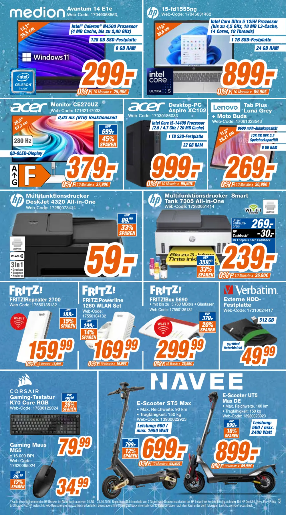 Expert Klein Prospekt KW 42 Seite 5 mit Medion Avantum Laptop, HP Notebook, Acer Monitor, Acer Desktop PC & Fritz!Box 5690