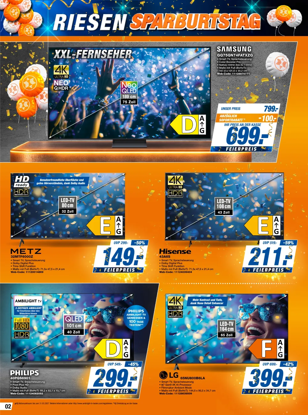 Expert Techno-Land Prospekt KW 42 Seite 2 mit Samsung Neo QLED TV, Metz, Hisense, Philips & LG Fernsehern