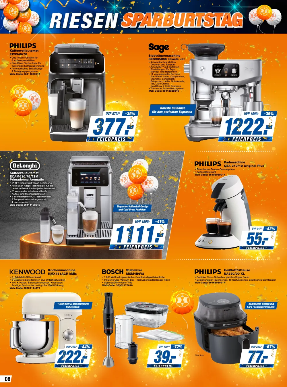 expert Techno-Land Prospekt KW 42 Seite 8 mit Philips & DeLonghi Kaffeemaschinen, Sage, Kenwood & Philips Airfryer