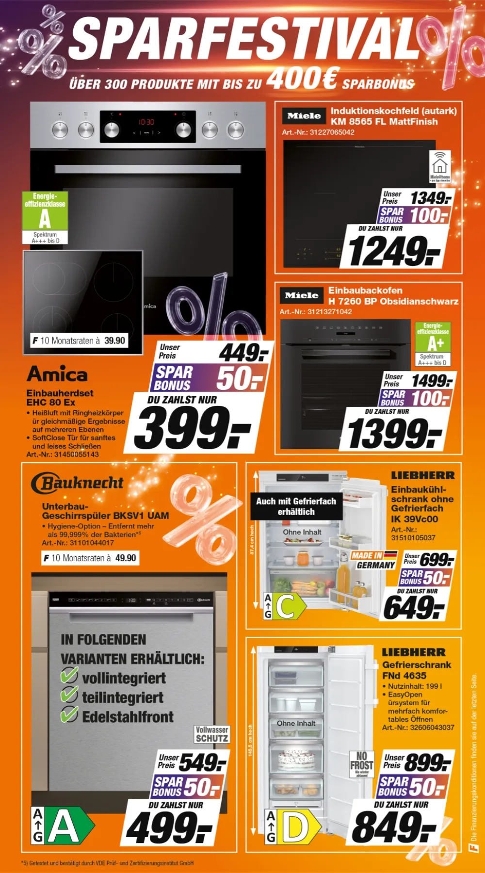Expert TechnoMarkt Prospekt KW41 Seite 5 mit Amica Einbauherdset, Miele Kochfeld, Bauknecht & Liebherr Geräten