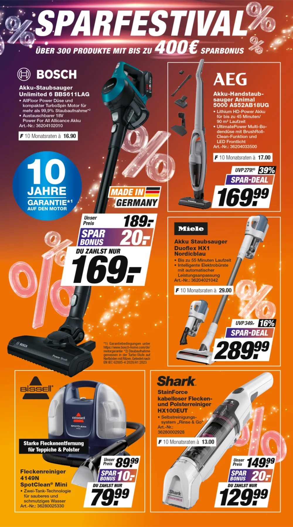 Expert TechnoMarkt Prospekt KW41 Seite 6 mit Bosch, AEG & Miele Akku-Staubsaugern & Bissell Reiniger