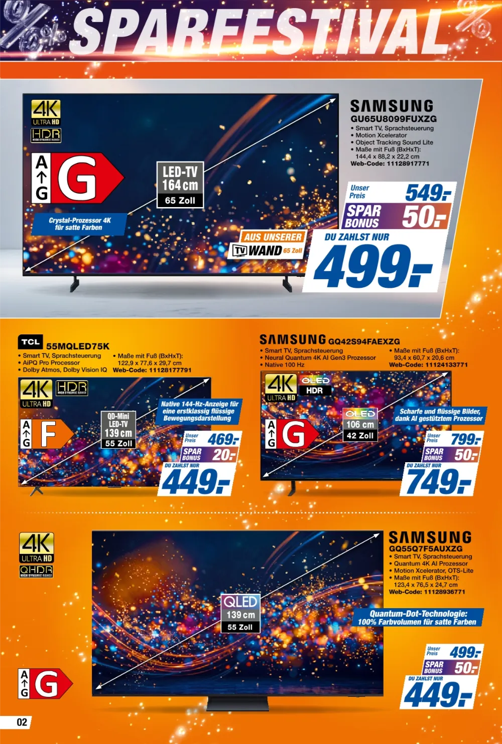 HEM Expert Prospekt KW 40 Seite 2 mit Samsung LED-TV, TCL QD-Mini LED-TV, Samsung OLED TV und Samsung QLED TV.