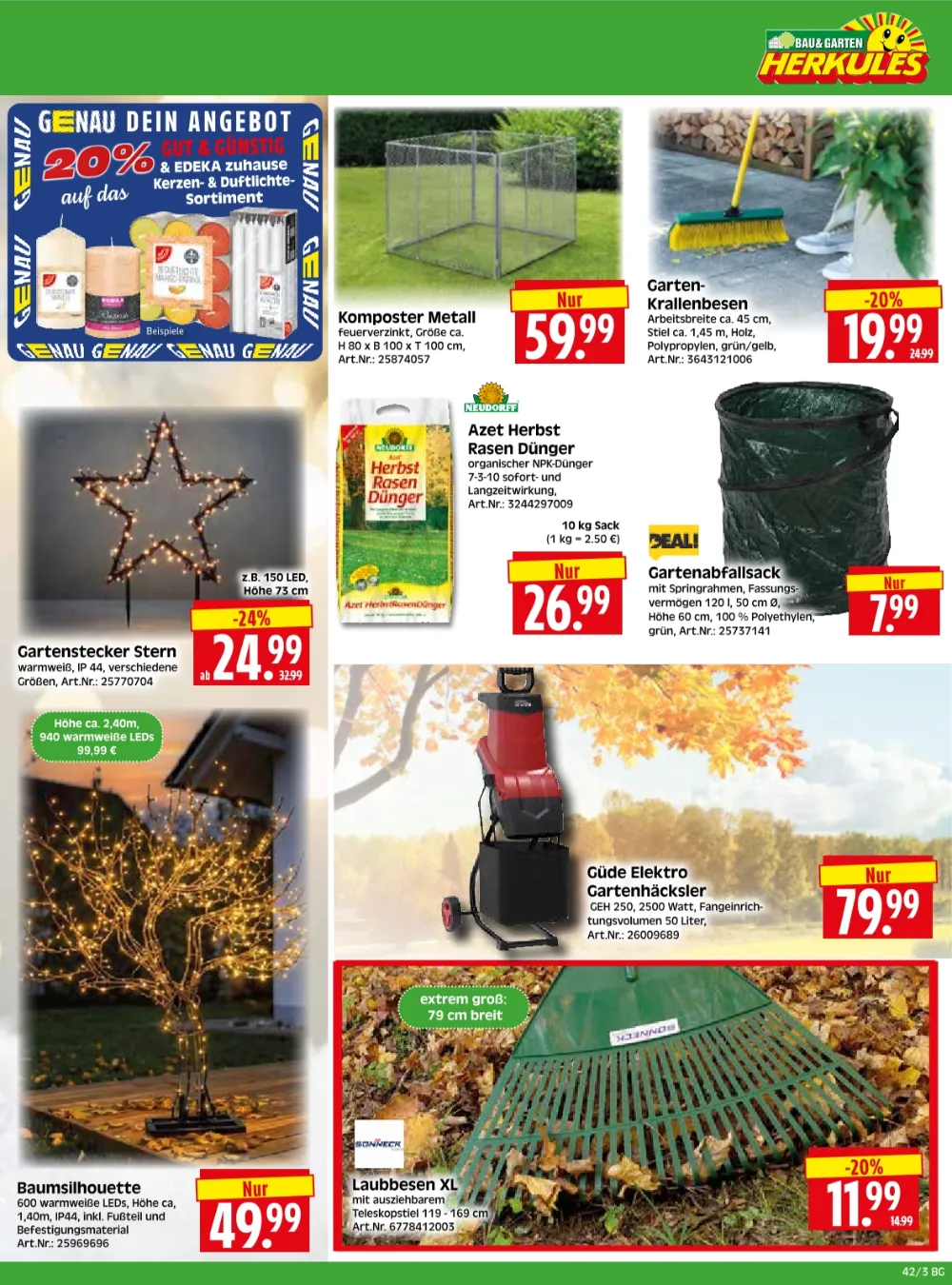 Herkules Baumarkt Angebote KW 42 Seite 3 mit angeboten für Komposter, Krallenbesen, Rasendünger, Gartenhäcksler & Laubbesen