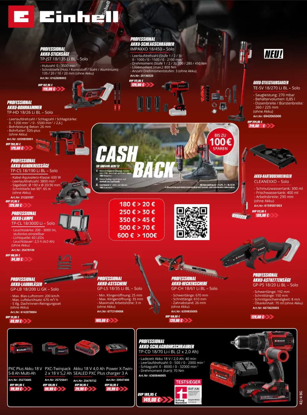 Herkules Baumarkt Angebote KW 42 Seite 4 mit angeboten für Einhell Akku-Stichsäge, Schlagschrauber, Heckschere & Staubsauger