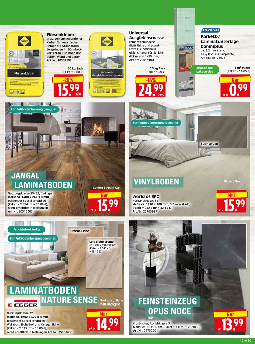 Herkules Baumarkt Angebote KW 42 Seite 6 mit angeboten für Fliesenkleber, Ausgleichsmasse, Laminatboden, Vinylboden & Feinsteinzeug