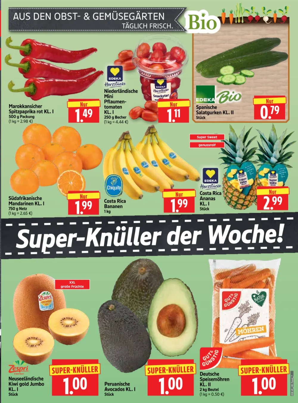 Herkules E-Center Angebote KW 41 Seite 5 mit Angeboten für Spitzpaprika, Mandarinen, Bananen, Ananas, Kiwi & Avocados