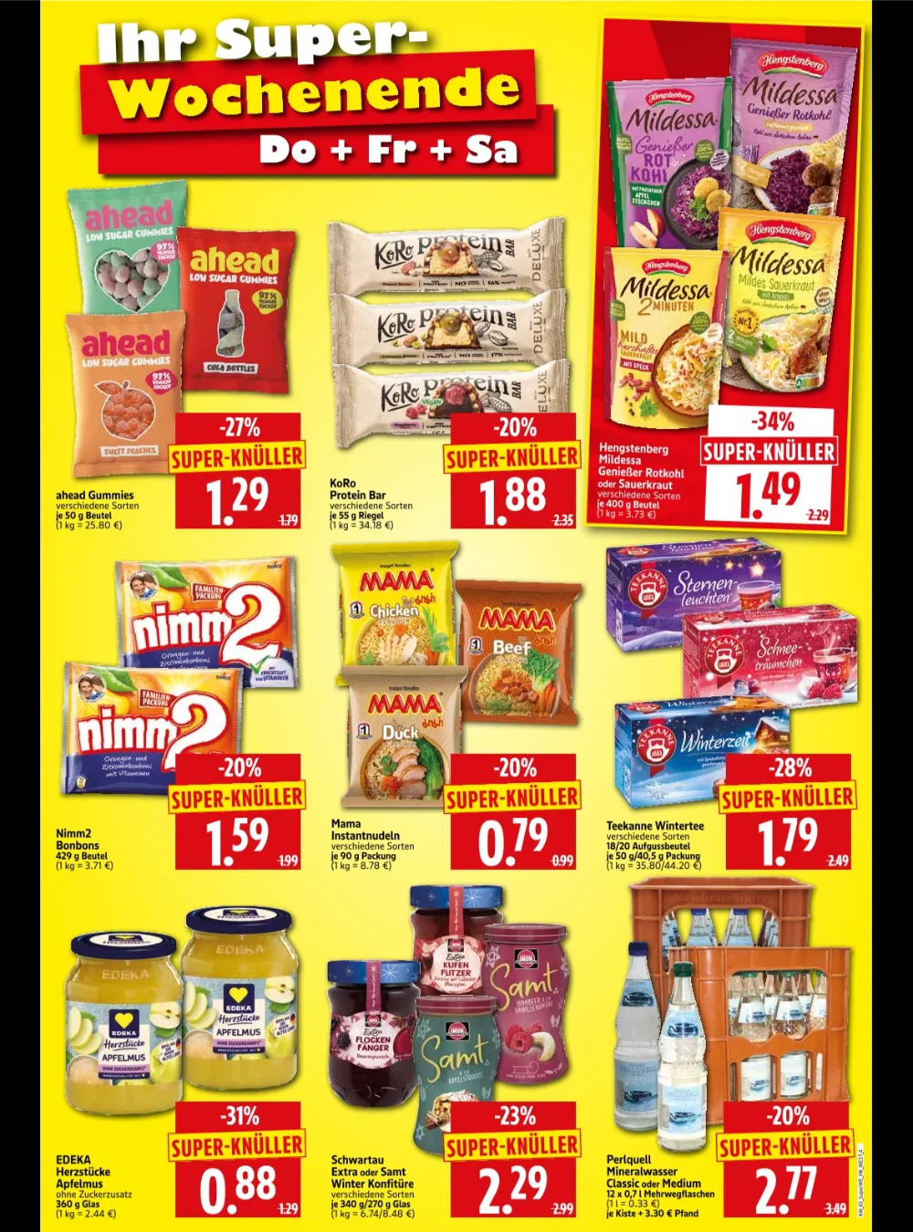 Herkules E-Center Prospekt KW 43 Seite 4 mit ahead Gummies, KoRo Protein Bar, Hengstenberg Mildessa & Nimm2 Bonbons   