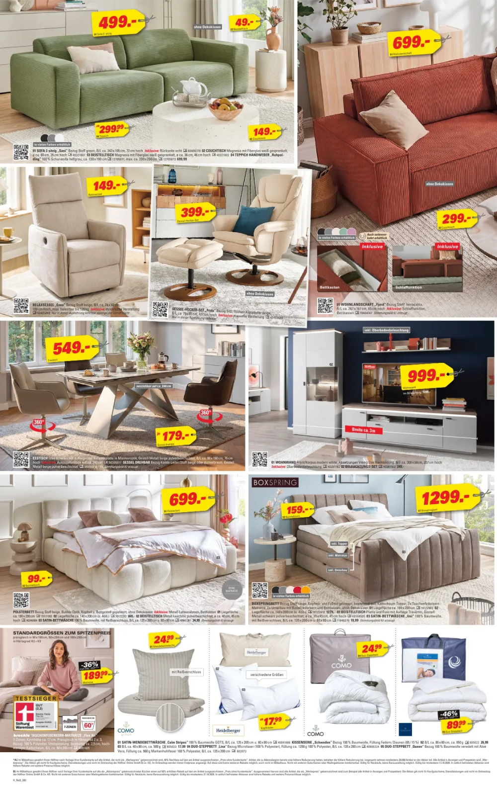 Höffner Prospekt KW 41 Seite 2 mit Sofa, Relaxsessel, Wohnwand, Boxspringbett & Matratze