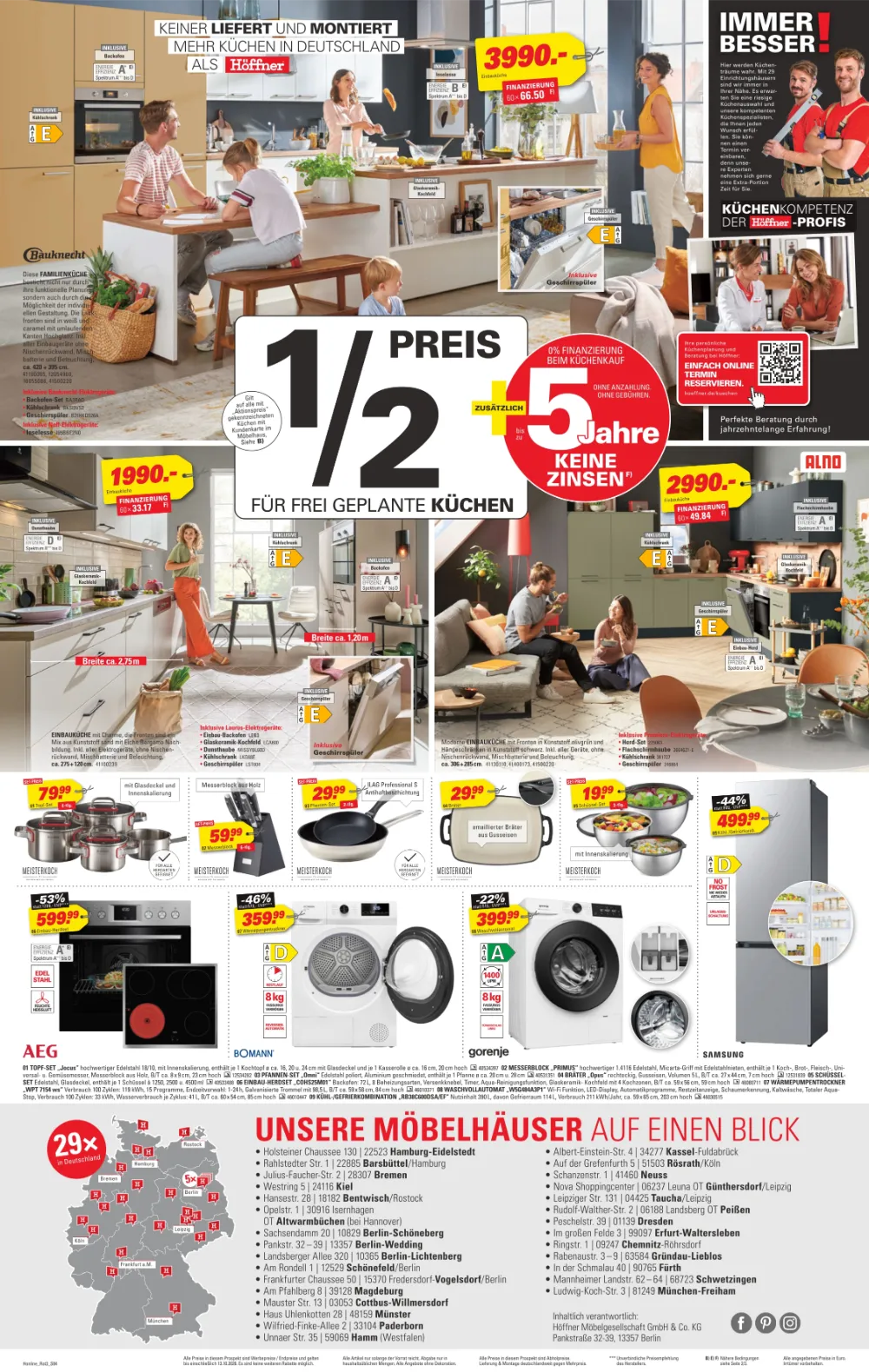 Höffner Prospekt KW 41 Seite 4 mit Einbauküche, Topf-Set, Herd-Set, Waschautomat & Kühlschrank