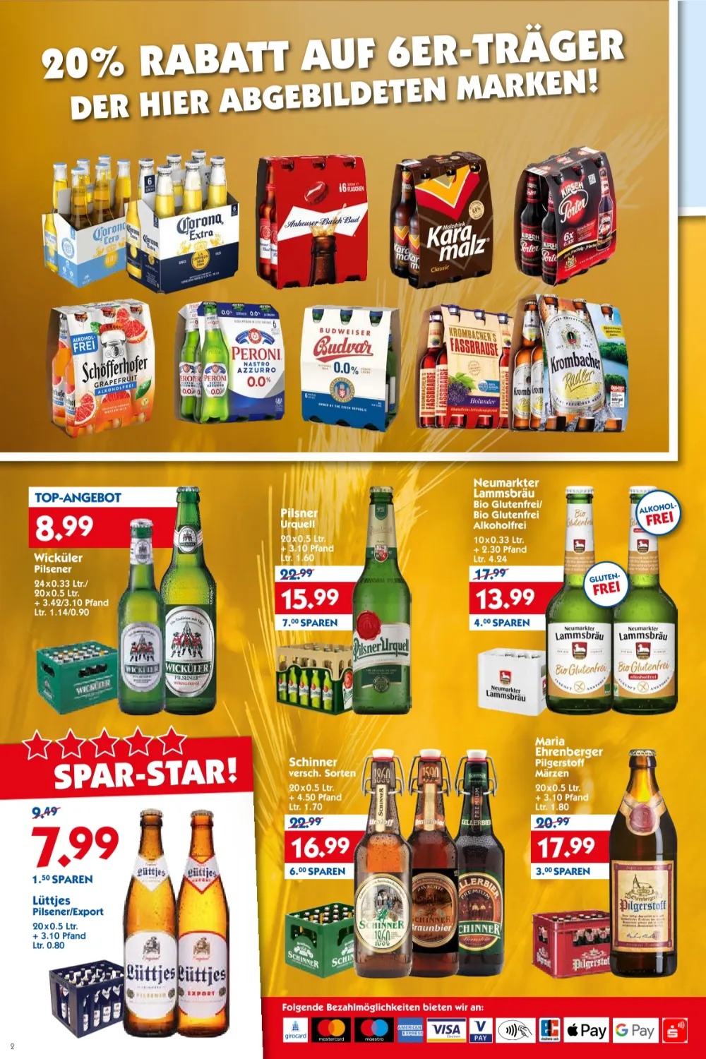 HOL'AB! Angebote KW 39 Seite 2 mit angeboten für Wicküler Pilsener, Pilsner Urquell, Lammsbräu und Lüttjes.