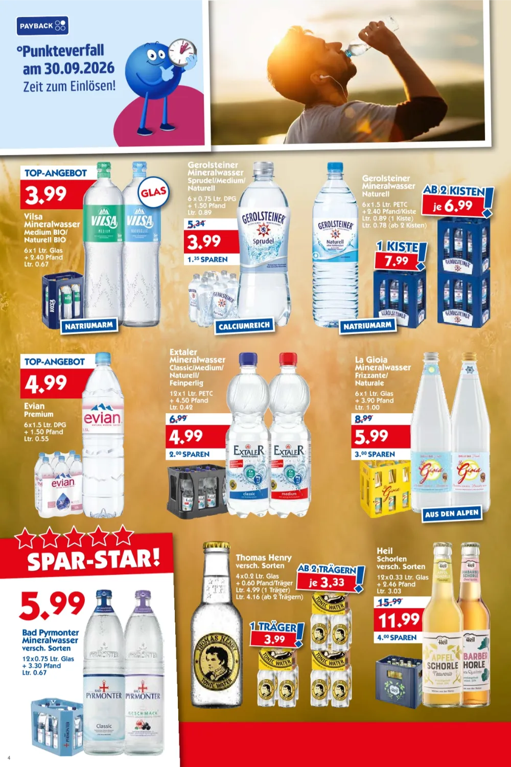 HOL'AB! Angebote KW 39 Seite 4 mit angeboten für Vilsa, Gerolsteiner, Evian, Bad Pyrmonter und Thomas Henry.